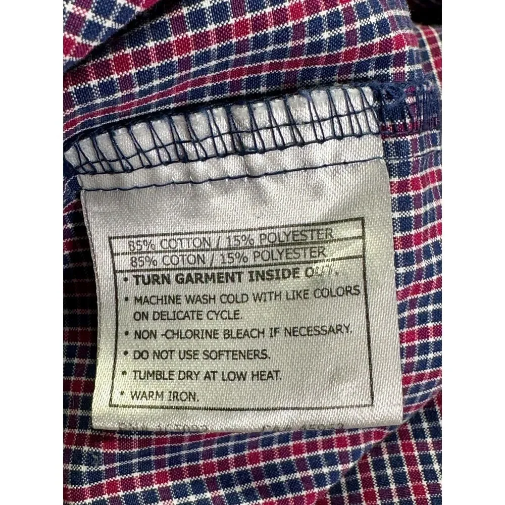 Ariat Pro Series Red White & Blue Plaid Button Up Western Shirt Men's XL - Picture 10 of 14
